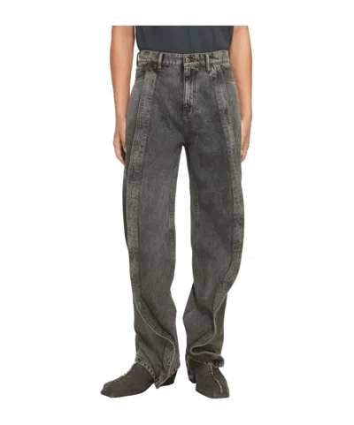 Y/project Mid-wash High-rise Jeans In Black