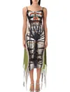 Y/project Bondage Print Dress Sheer Panels In Taupe_green
