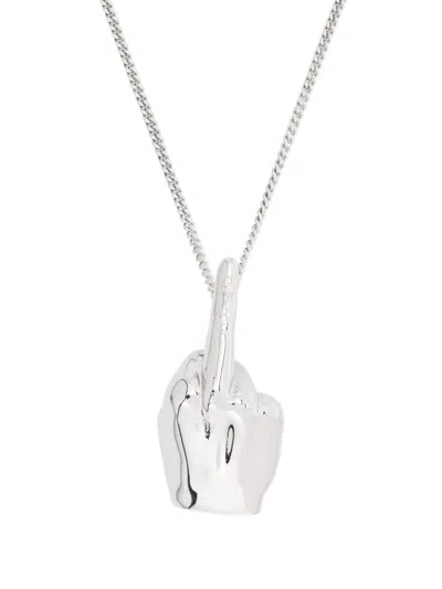 Y/project Mini Fuck You Pendant Necklace In Silver