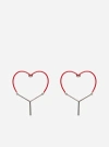 Y/project Two-toned Heart-shape Drop Earrings In Red,silver