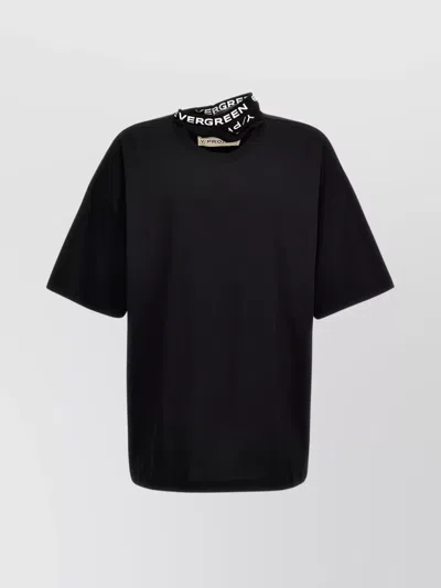 Y/project T-shirt With Triple Collar And Logo Print In Black