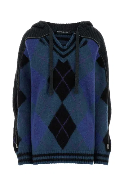 Y/PROJECT MULTICOLOR ARGYLE-KNIT SWEATER