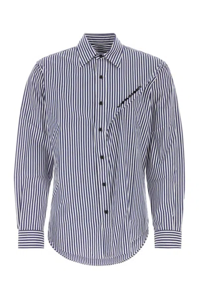 Y/PROJECT NAVY BLUE WHITE STRIPED SHIRT