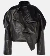 Y/project Brown Collapsed Shoulder Faux-leather Jacket In Black
