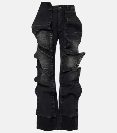 Y/project Paneled Straight Jeans In Black