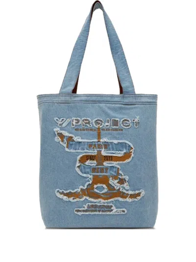 Y/project Paris' Best Denim Tote Bag In Blue