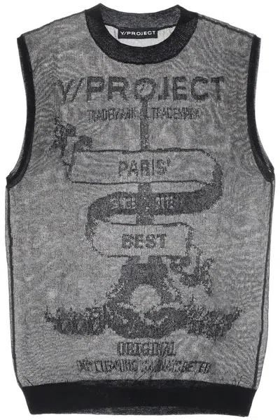 Y/project "paris Transparent Knit Mesh Vest In Black