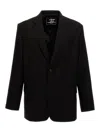 Y/project 'structured Shoulders Logo Embossed Blazer' In Black