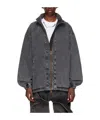 Y/project Gray Pinched Logo Denim Jacket In Black
