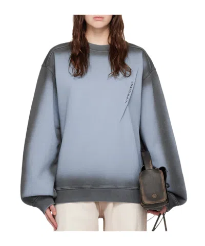 Y/project Pinched Logo Sweatshirt In Blue/grey