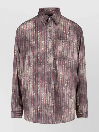 Y/PROJECT POCKETED FLORAL STRIPED LONG SLEEVE TOP