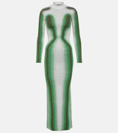 Y/project Printed Knit Maxi Dress In Green