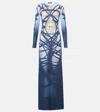 Y/project Jpg Bondage Jersey Long Dress In Blue