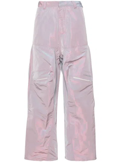 Y/PROJECT PURPLE IRIDESCENT STRAIGHT-LEG TROUSERS