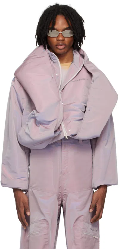 Y/project Purple Snap Off Puffer Jacket In Iridescent Lilac