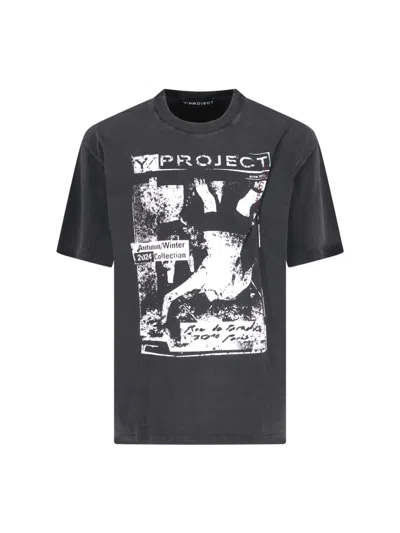 Y/project Rock Band Logo T-shirt In Black