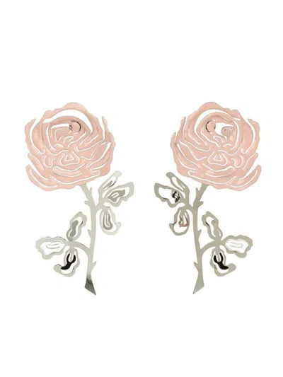 Y/PROJECT ROSE-MOTIF STUD EARRING