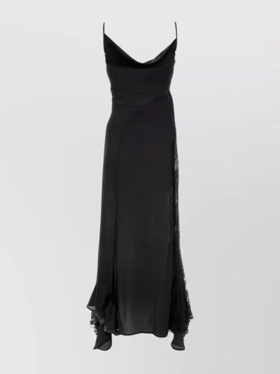 Y/project Satin Dress With Cowl Neckline And Layered Skirt In Black