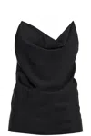 Y/project Satin Top With Draped Neckline And Low In Black