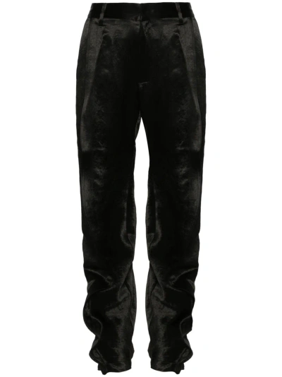 Y/project Satin Trousers With Stitching In Black