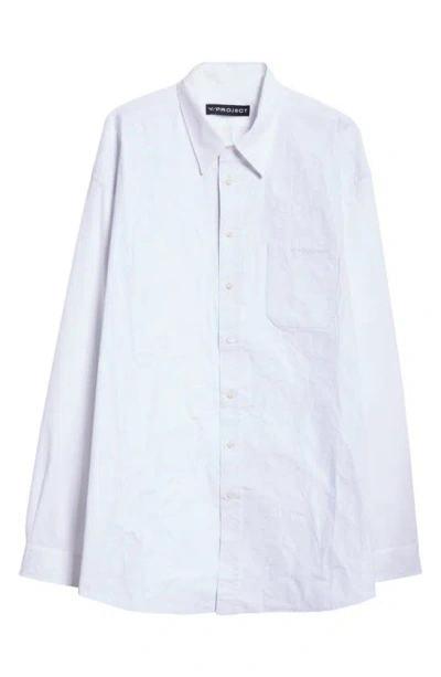 Y/project Scrunched Brand-embroidered Cotton Shirt In Bianco