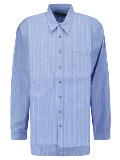 Y/project Blue Scrunched Shirt In Blue Stripe