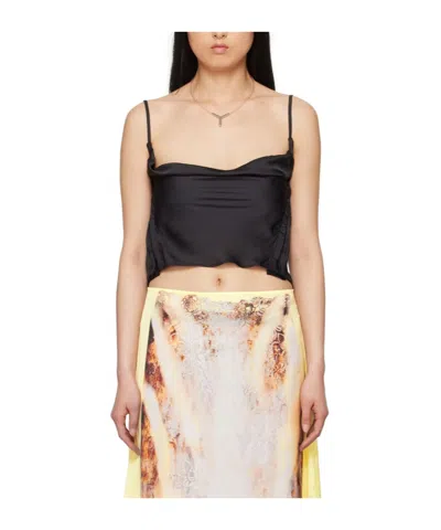 Y/project Sheer-lace Draped Top In Black