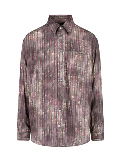 Y/project Pocketed Floral Striped Long Sleeve Top In Multi