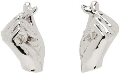 Y/project Silver Mini Finger Heart Earrings