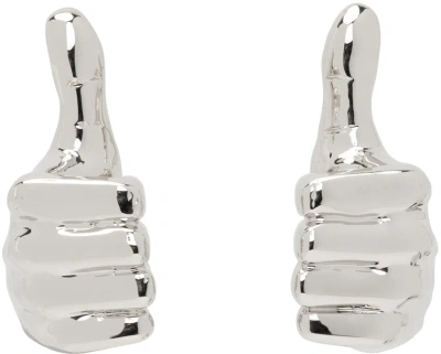 Y/project Silver Mini Thumbs Up Earrings