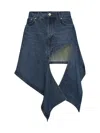 Y/project Y Project Denim Mini Skirt With Cut Out Details In Evergreen Vintage Blue