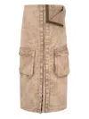 Y/project Maxi Cargo Skirt In Brown Cotton In Pink