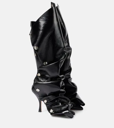 Y/PROJECT SNAP 100 LEATHER KNEE-HIGH BOOTS