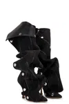 Y/project Snap Leather Boots In Black Vertical Whiskers