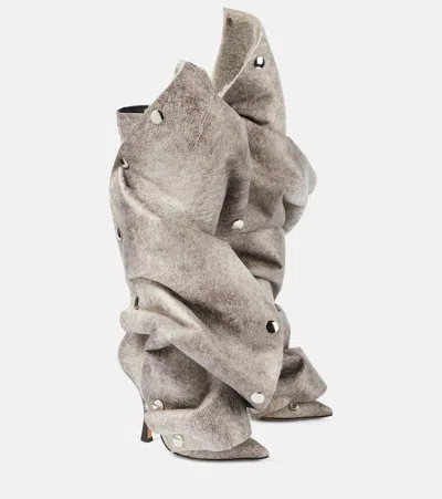 Y/PROJECT SNAP FAUX LEATHER KNEE-HIGH BOOTS
