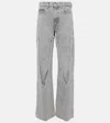 Y/project Snap Off Chap Convertible High-rise Organic Straight-leg Jeans In Grey