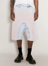 Y/project Blue Souffle Faded Denim Shorts In Blue