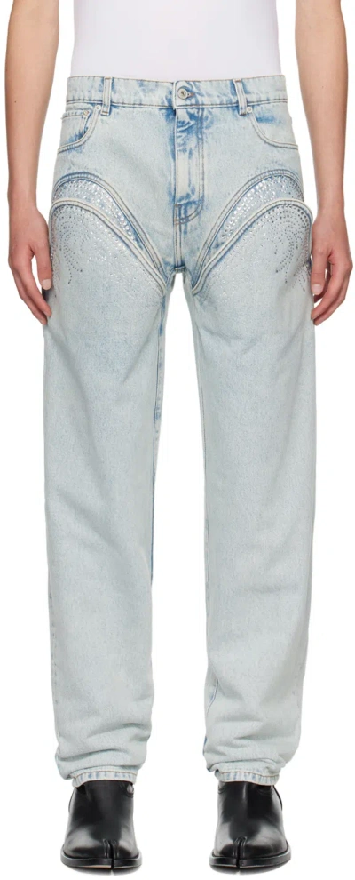 Y/project Ssense Exclusive Blue Cut Out Jeans In Ice Blue