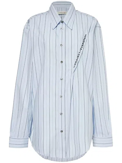 Y/project Striped Shirt In Blue