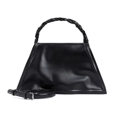 Y/PROJECT STYLISH BLACK LEATHER SHOULDER & CROSSBODY BAG FOR WOMEN IN SS24