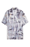 Y/PROJECT SUN BLEACH CHECK PRINT SHORT SLEEVE BUTTON-UP SHIRT