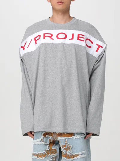 Y/project Scrunched Logo Long Sleeve T-shirt In Grey