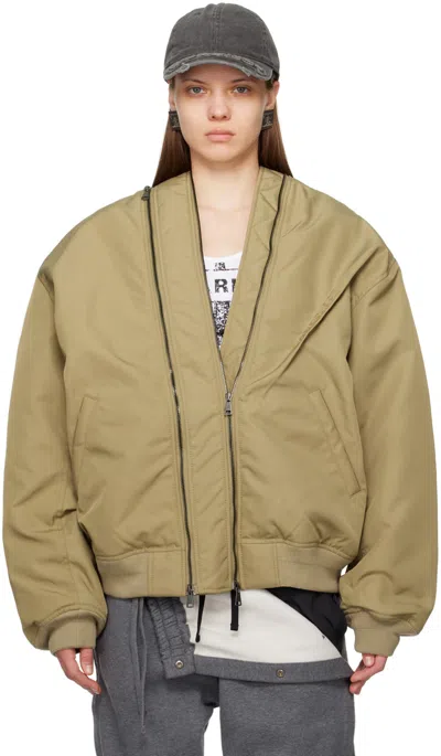 Y/PROJECT TAUPE DOUBLE ZIP BOMBER JACKET