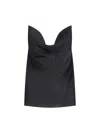 Y/project Satin Top With Draped Neckline And Low In Black