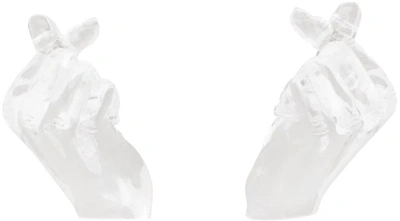 Y/project Transparent Midi Finger Heart Earrings In Metallic