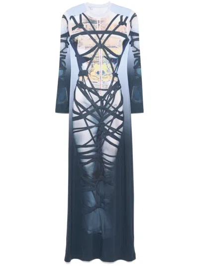 Y/PROJECT TROMPE L'OEIL-PRINT MAXI DRESS