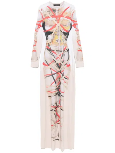 Y/project Trompe L'oeil-print Maxi Dress In Neutrals