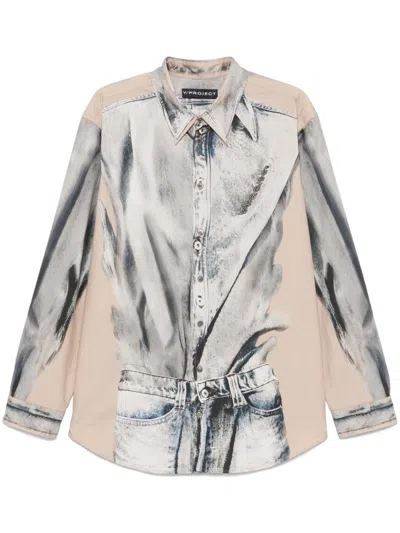 Y/project Trompe-l'oeil-print Shirt In Neutrals