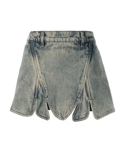 Y/project Beige Tudor Denim Miniskirt In Neutrals
