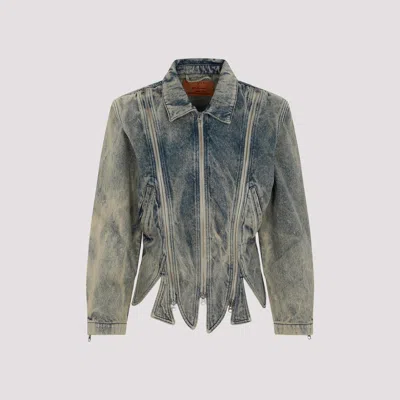 Y/project Detachable-sleeve Denim Jacket In Light Blue
